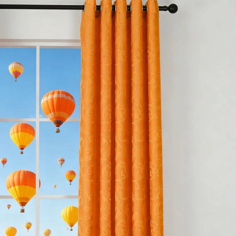 Orange-yellow Cationic Jacquard Curtain suppliers