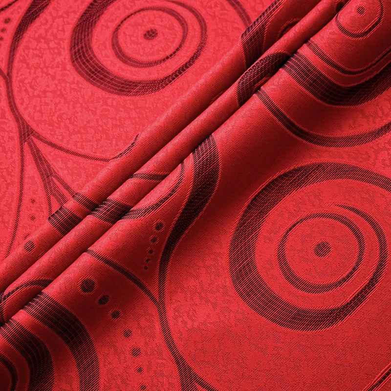 Red Cationic Jacquard Curtain Fabrics